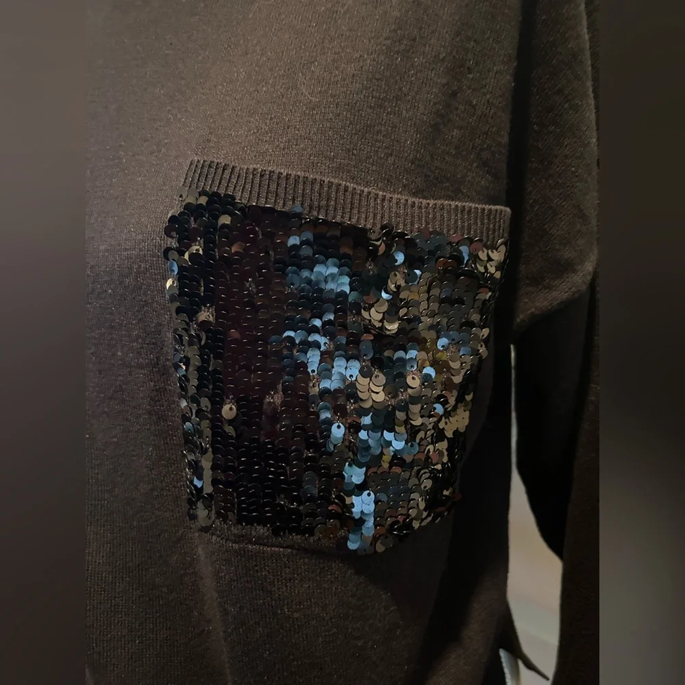 DKNY Sequin Pocket Turtleneck Sweater S